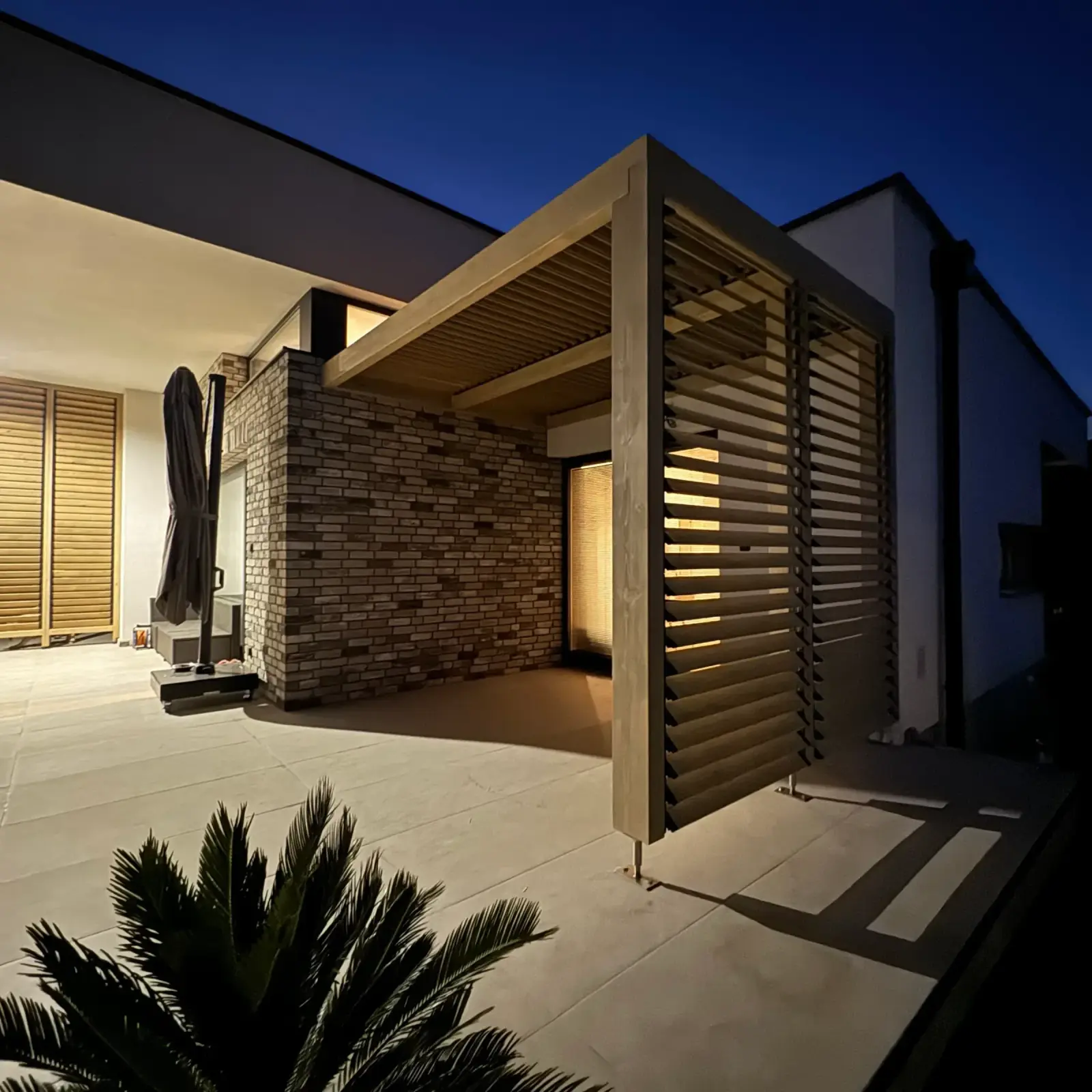 Pergola with louvres