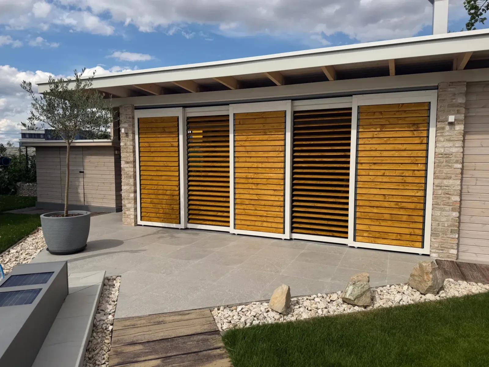Wooden rotating louvres